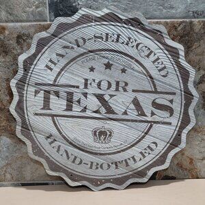 Wooden Wall Hanging Bar Decor Crown Circular Emblem Hand Selected Hand Botted